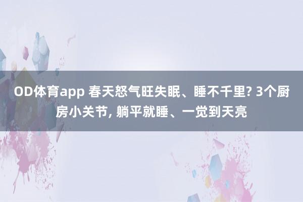 OD体育app 春天怒气旺失眠、睡不千里? 3个厨房小关节， 躺平就睡、一觉到天亮
