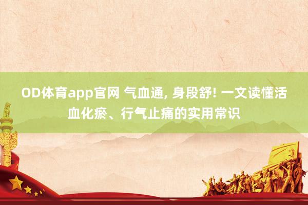 OD体育app官网 气血通， 身段舒! 一文读懂活血化瘀、行气止痛的实用常识
