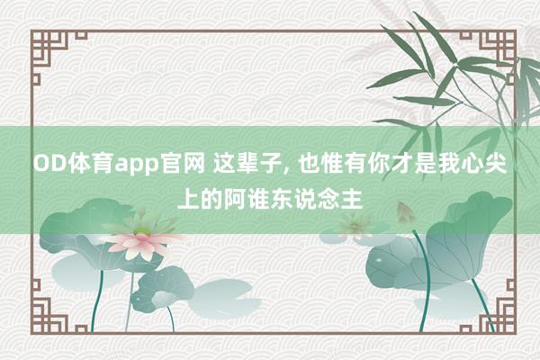 OD体育app官网 这辈子， 也惟有你才是我心尖上的阿谁东说念主