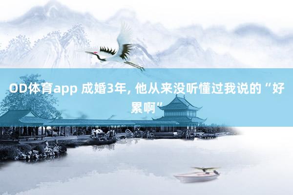 OD体育app 成婚3年， 他从来没听懂过我说的“好累啊”