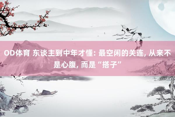 OD体育 东谈主到中年才懂: 最空闲的关连， 从来不是心腹， 而是“搭子”