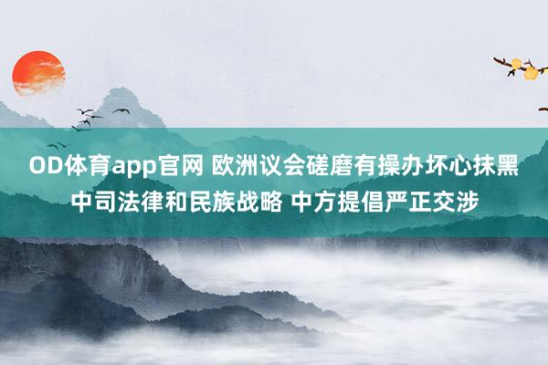 OD体育app官网 欧洲议会磋磨有操办坏心抹黑中司法律和民族战略 中方提倡严正交涉