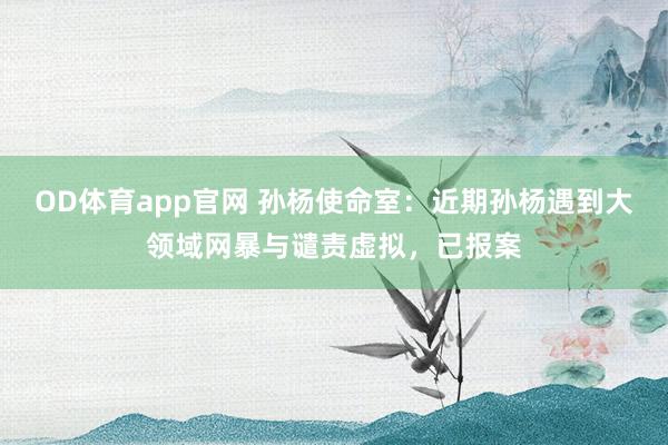 OD体育app官网 孙杨使命室：近期孙杨遇到大领域网暴与谴责虚拟，已报案