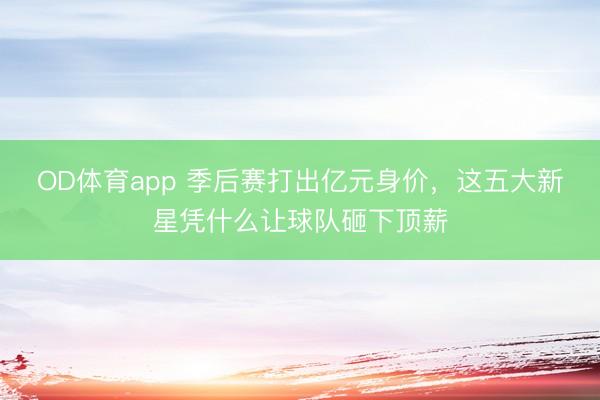 OD体育app 季后赛打出亿元身价，这五大新星凭什么让球队砸下顶薪