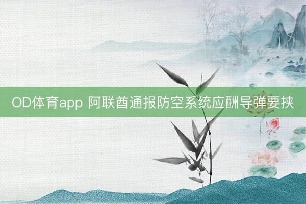 OD体育app 阿联酋通报防空系统应酬导弹要挟