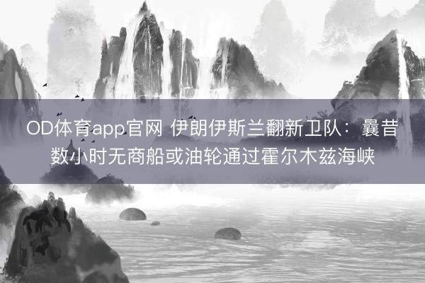 OD体育app官网 伊朗伊斯兰翻新卫队：曩昔数小时无商船或油轮通过霍尔木兹海峡